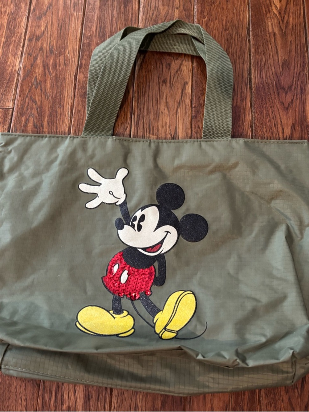 Mickey Disney Tote Bag Green 14 x  11 Inches